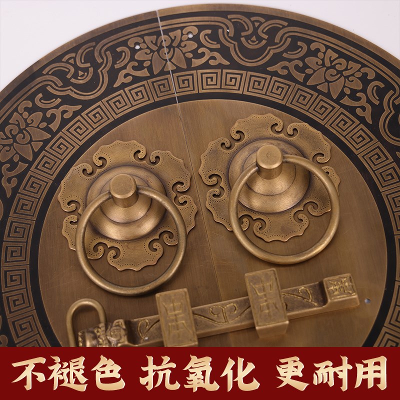 中式仿古大门纯铜拉手铜把手兽头虎头大拉环门环圆形复古木门门锁