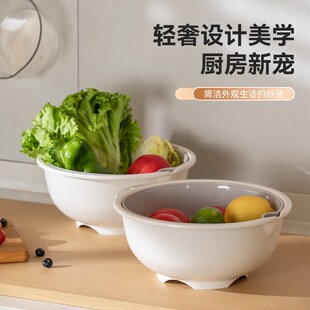 双层洗菜盆沥水篮厨房多功能加大滤菜篓淘洗菜篮子家用客厅水果盘