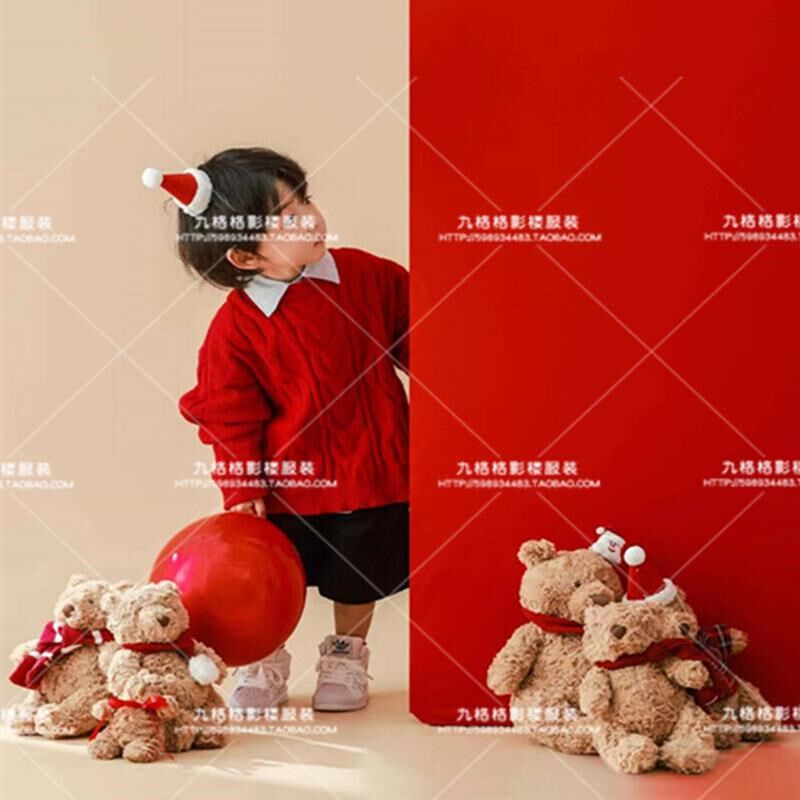 影楼拍照新年毛衣男童圣诞主题儿童演出服幼儿园表演舞台走秀服装