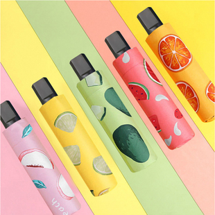 茉锐水果伞晴雨两用防晒遮阳伞防紫外线折叠伞迷你太阳伞黑胶雨伞