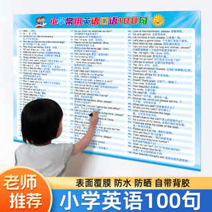 小学儿童英语3年级常用口语句子日常对话100句基础知识挂图墙贴画