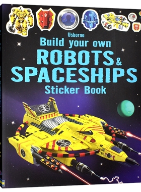 Usborne Build your own robots and spaceships sticker book 尤斯伯恩 机器人和宇宙飞船 儿童贴纸书 兴趣启蒙 5+ 英文原版进口