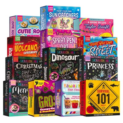Activity Station Book Kit Scratch Art Painting 儿童手工活动套盒 科学实验 绘画艺术 创意设计 英文原版进口儿童图书