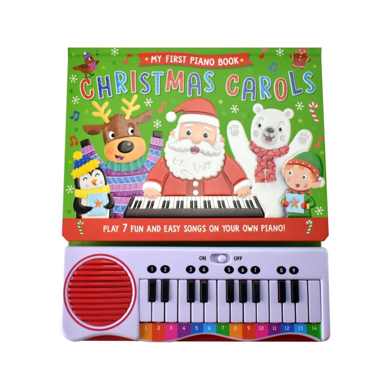 My First Piano Book Christmas Carols 圣诞颂歌 童谣琴键发声书 钢琴纸板书 含7首儿歌 英语音乐启蒙 英文原版进口儿童图书