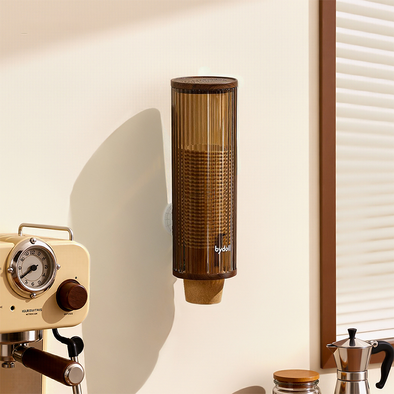 中古风吸盘取杯器饮水机水杯架子家用壁挂免打孔收纳纸杯架取杯架