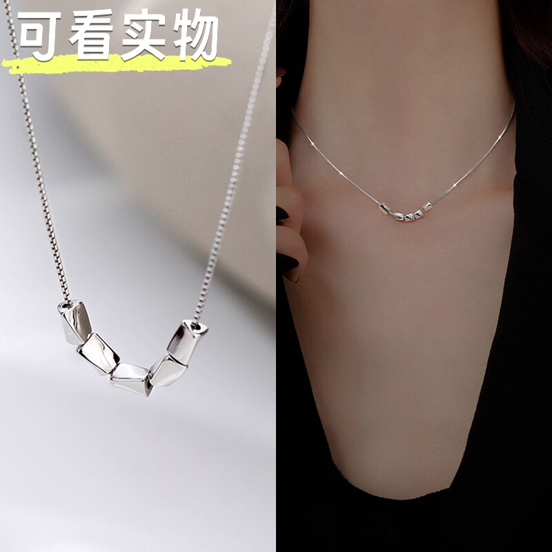 S925纯银转运珠项链女小众设计感高级锁骨链轻奢简约百搭颈链礼物
