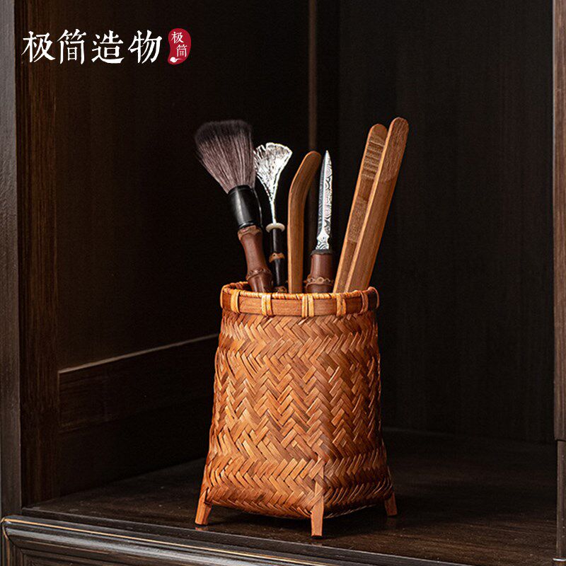 高档竹编复古功夫茶具六君子套装茶夹茶勺茶刀笔茶拨竹制茶道配件