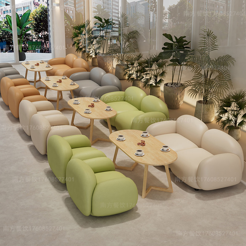 2026新款网红奶茶店烘焙甜品洽谈休闲茶楼卡座沙发咖啡厅桌椅组合