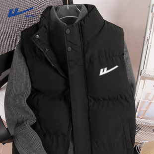 棉衣外套羽绒棉马甲 男品牌标志黑色百搭无袖 回力马夹新款 2025爆款