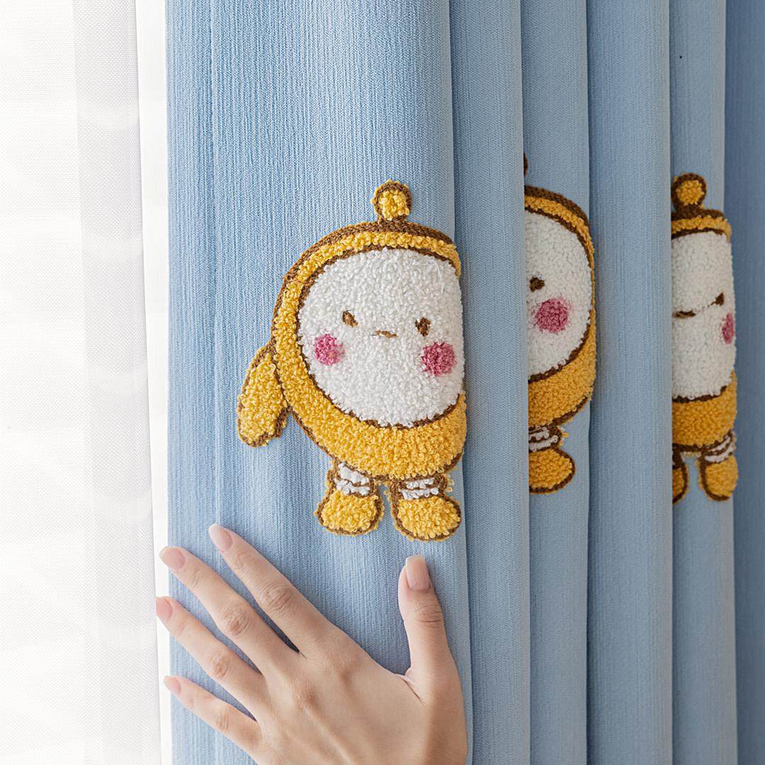 新款可爱蛋仔卡通儿童窗帘遮光小男孩绣花卧室房间男童飘窗短帘布,居家布艺,定制窗帘,淘宝优惠券,粉丝福利购,淘宝优惠卷