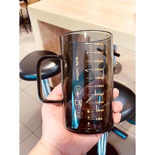大容量水杯刻度玻璃杯女家用耐高温泡茶杯轻奢高颜值男士吸管杯子