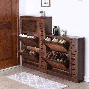 收纳柜省空间 门口翻斗门厅柜实木门口放鞋 家逸超薄鞋 柜17cm窄款