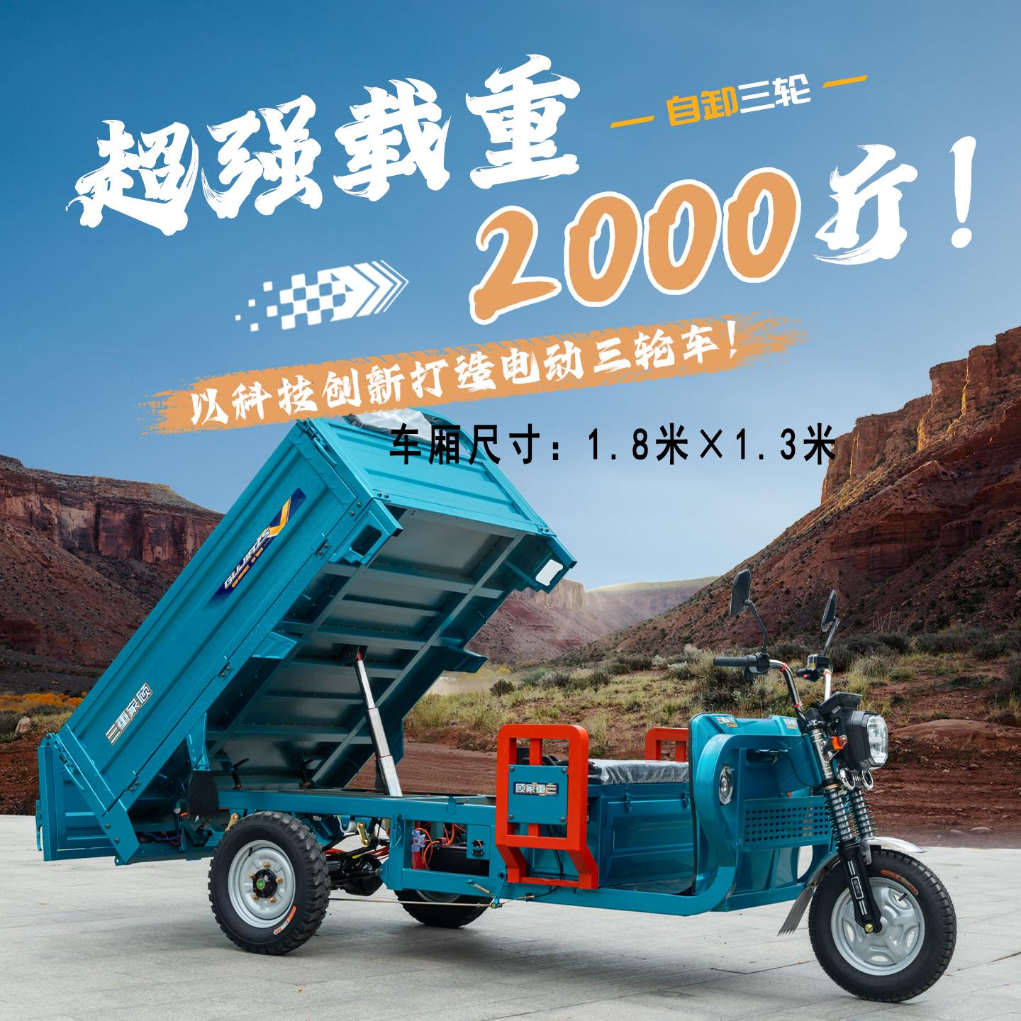自卸电动三轮车拉货载重王新款品牌厂家国标可上牌农用货运电瓶车