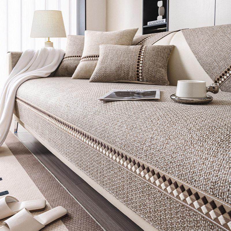 高端彷棉麻沙发靠垫，所有季节2025新亚麻坐垫防滑沙发套布,居家布艺,沙发垫,淘宝优惠券,粉丝福利购,淘宝优惠卷