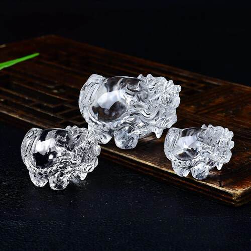 天然白水晶龙龟摆件手把件原石雕刻件家居办公室高端装饰品送礼
