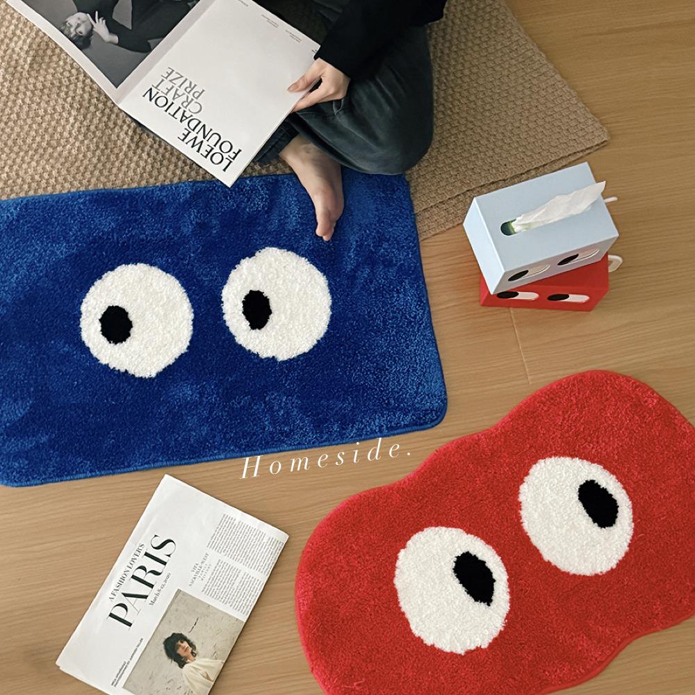 Homeside斜眼地垫ins 入户门垫异形眼睛植绒地毯沙发卧室床边脚垫