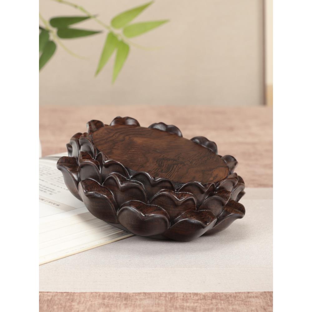 观音菩萨小号佛像玉器摆件香炉蜡烛底座实木质石头花瓶供灯莲花座