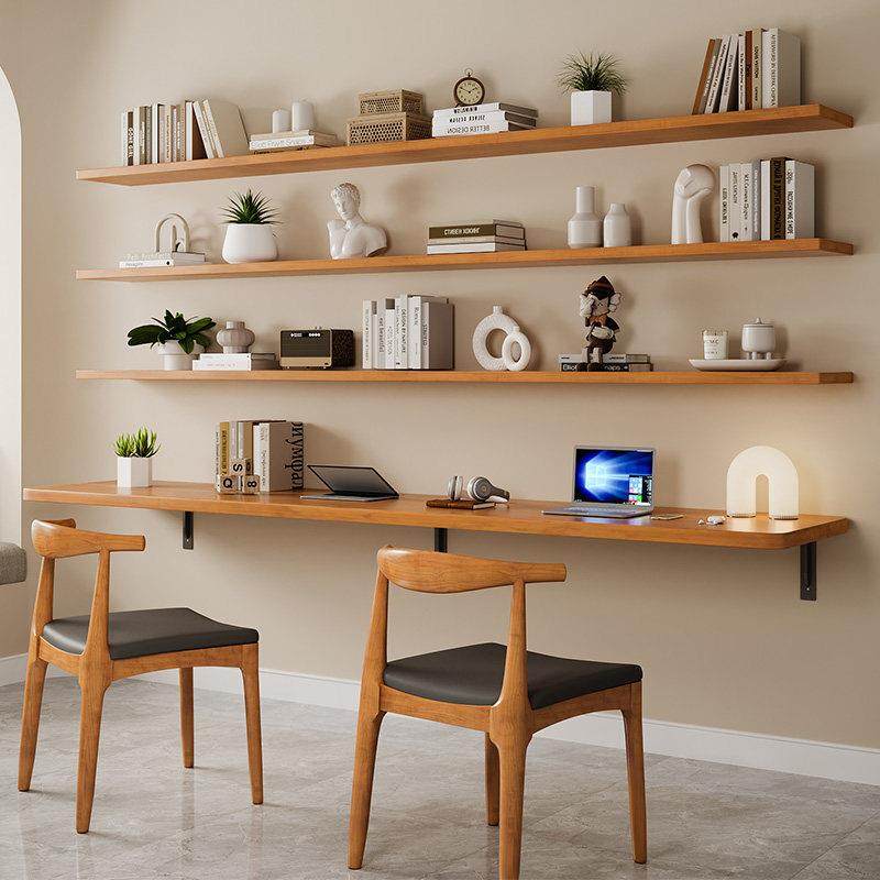 悬空一字板书桌双人长条桌学生写字台上墙壁挂式电脑桌实木书桌架,住宅家具,书桌,淘宝优惠券,粉丝福利购,淘宝优惠卷