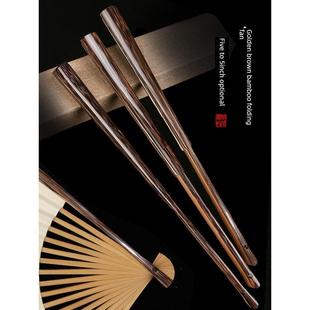 千扇居精工文玩金丝全棕竹折扇中国风男女收藏宣纸苏工观音竹扇子