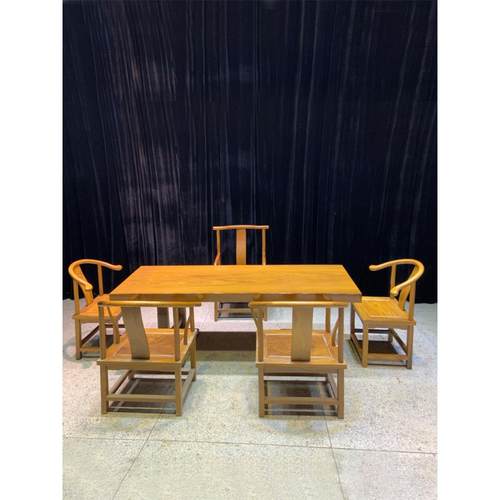 巴花实木大板茶桌椅组合黑檀原木茶台茶桌奥坎红木书桌胡桃木餐桌