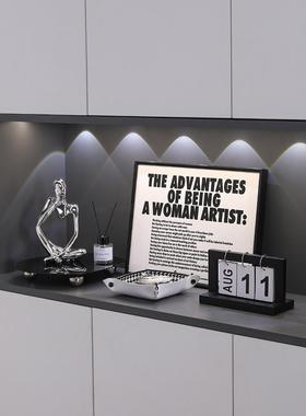 轻奢入户玄关钥匙收纳盒装饰品摆件置物架进门餐边鞋柜电视柜家居