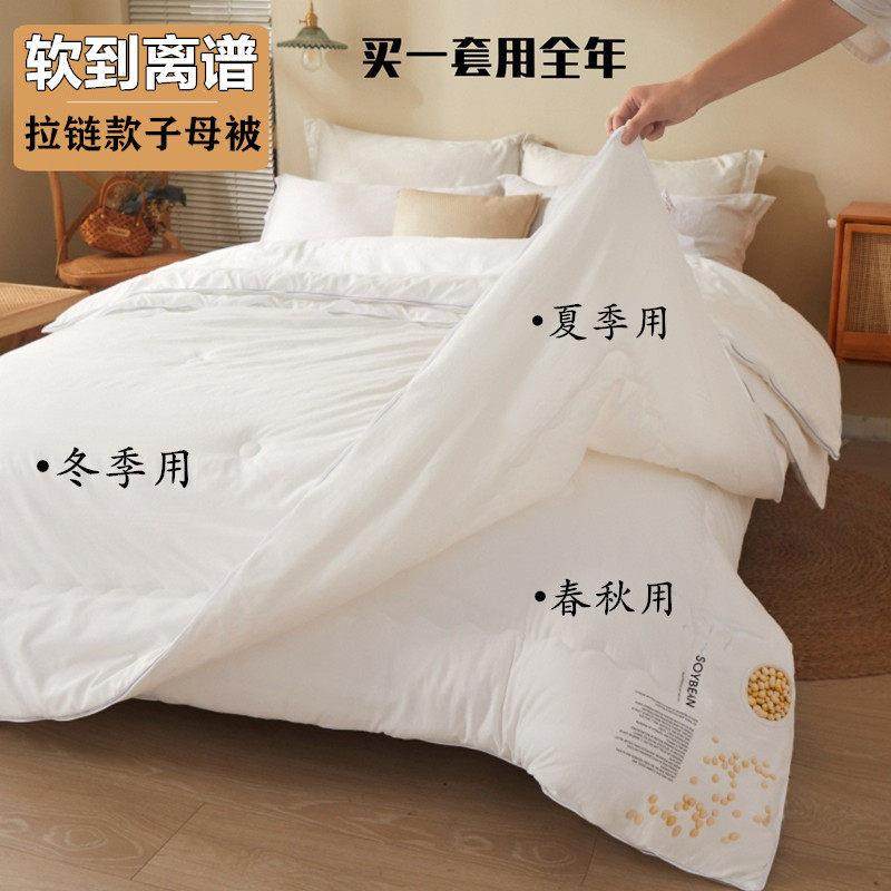 大豆纤维被子二合一拉链款子母被学生宿舍春秋冬被芯加厚保暖双人,床上用品,化纤被,淘宝优惠券,粉丝福利购,淘宝优惠卷