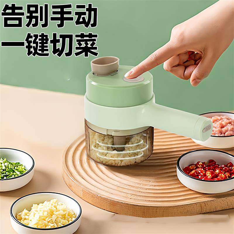 热销电动多功能切菜器家用小型手持料理辅食机捣蒜打蒜泥肉沫切片
