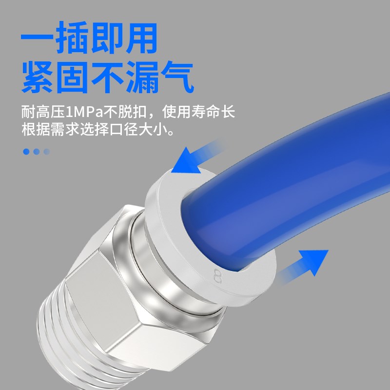 热销气管快速接头PC8-02螺纹直通快插快接气缸电磁阀外丝气嘴气动