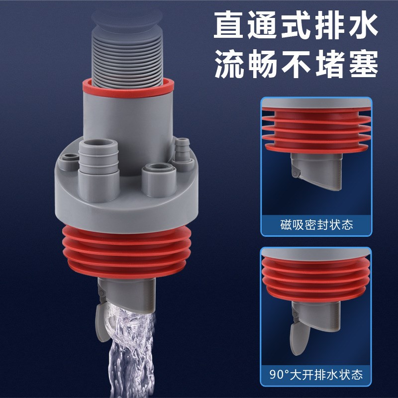 下水管道防返臭神器密封塞厨房洗手池菜盆排水五U通堵封口盖配件