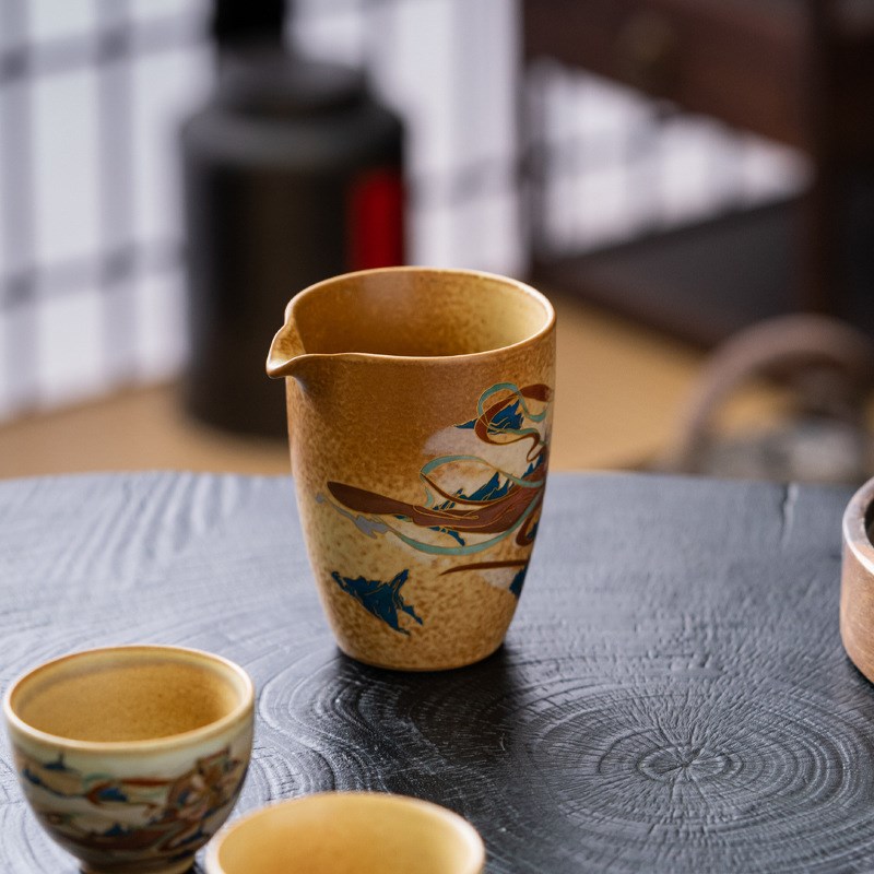 德化陶瓷茶具敦煌飞天公道杯复古茶海分茶器茶Q道配件茶漏杯分茶