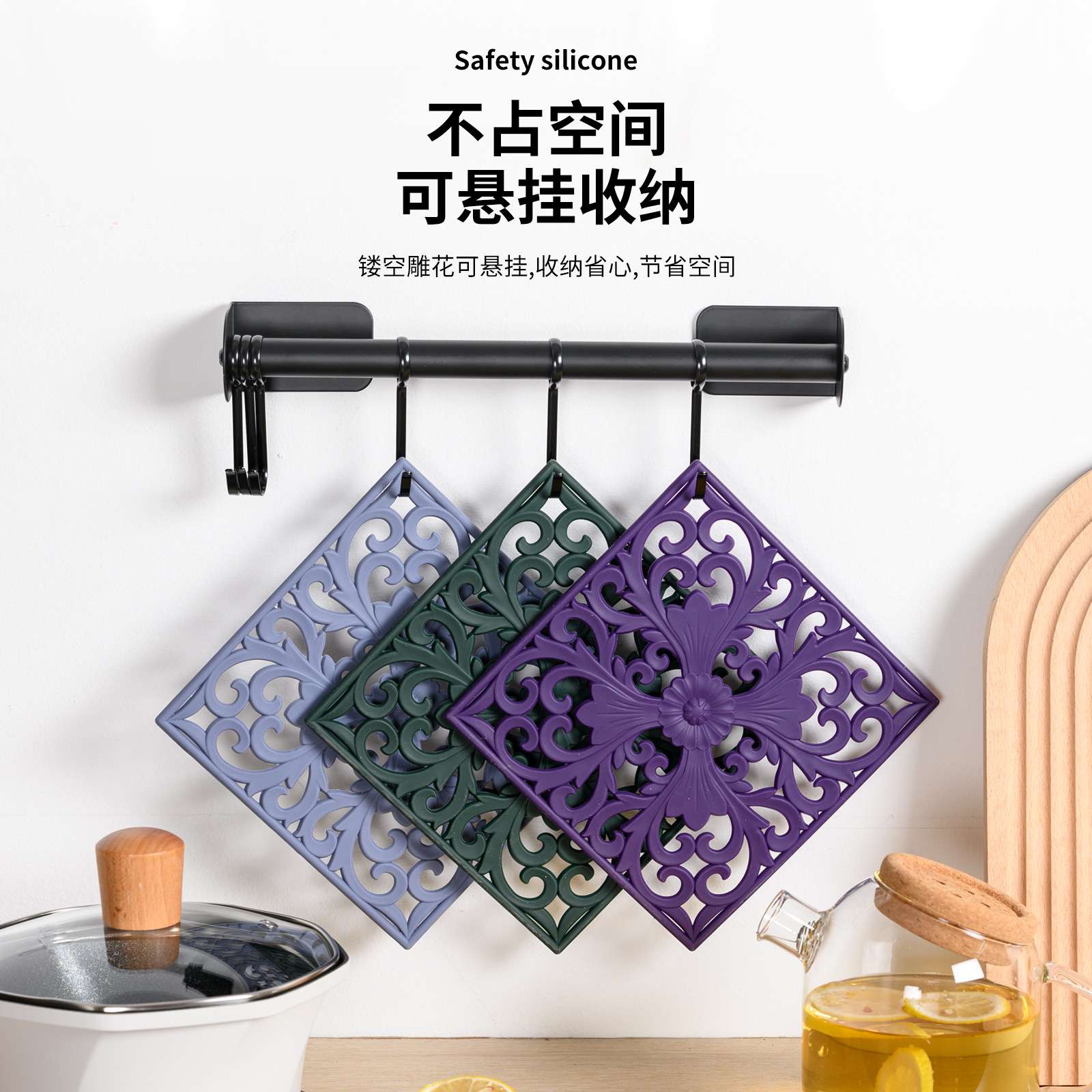 隔热垫正方形加厚宫廷风砂锅铸铁锅垫古典镂空防烫隔热垫餐桌垫