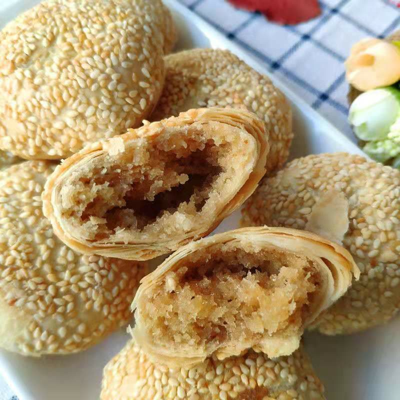 黄潭酥饼湖北天门特产手工芝麻饼传统小吃黄谭饼子喜饼1斤红糖饼