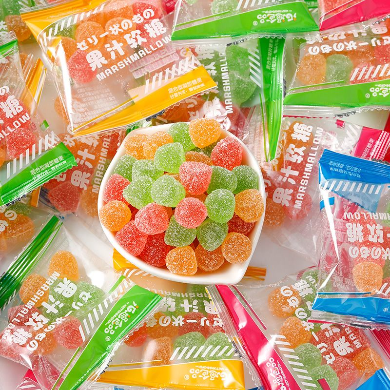 维C果汁软糖水果味橡皮糖儿童vc糖酸甜休闲小零食独立包装QQ糖果