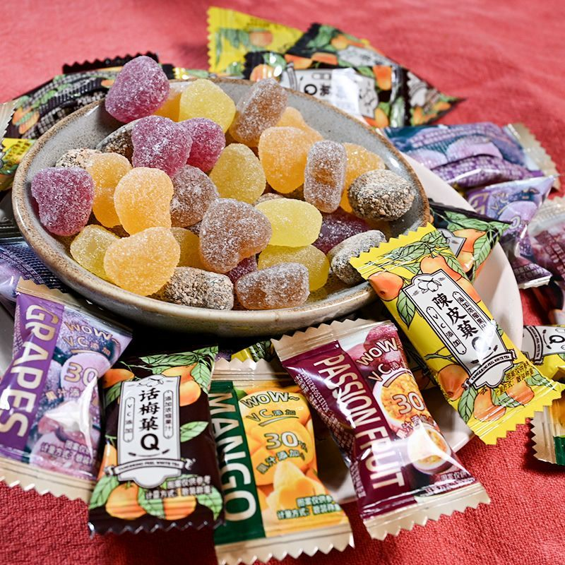 高颜值商用小颗粒陈皮软糖水果话梅软糖办公室零食酸甜味糖果散装