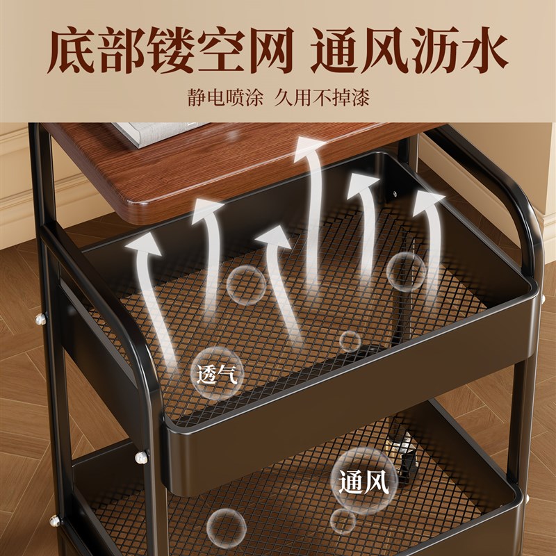 热销小推车置物架客厅家用沙发边几卧室床头柜子可移动零食收纳储
