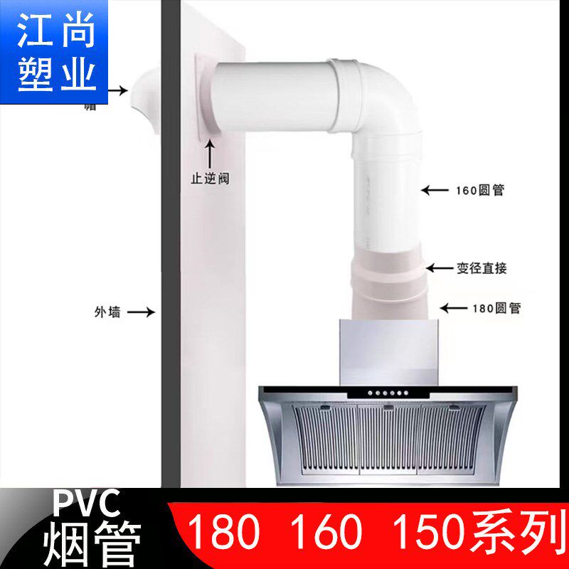 热销PVC排水管抽油烟机180管下水管160排烟塑料管烟管直接配件150