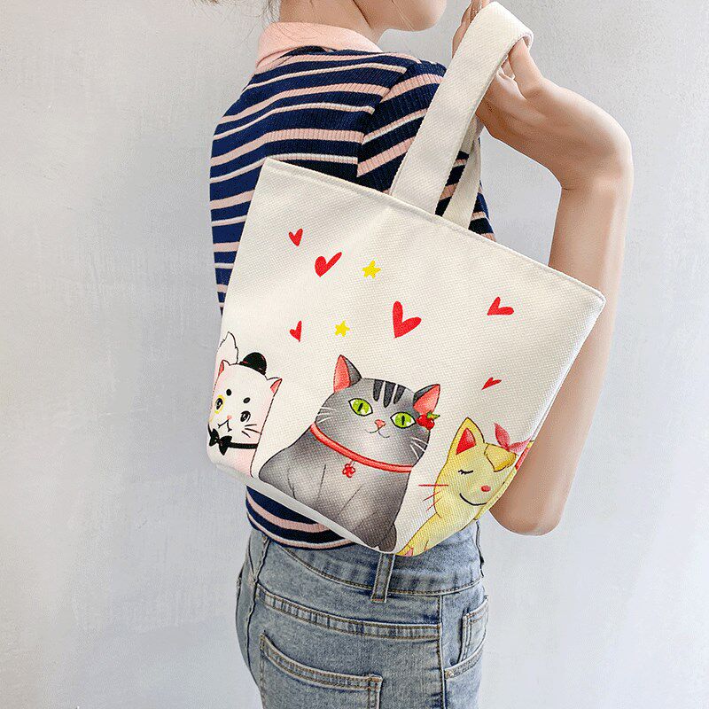 热销帆布包袋定制图案创意水桶包女定做大容量网红手提环保布袋购