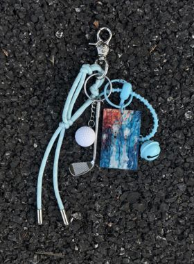 蓝色游泳队吊牌ins风设计编织绳夏季多巴胺包包挂件ch扣腰间挂件