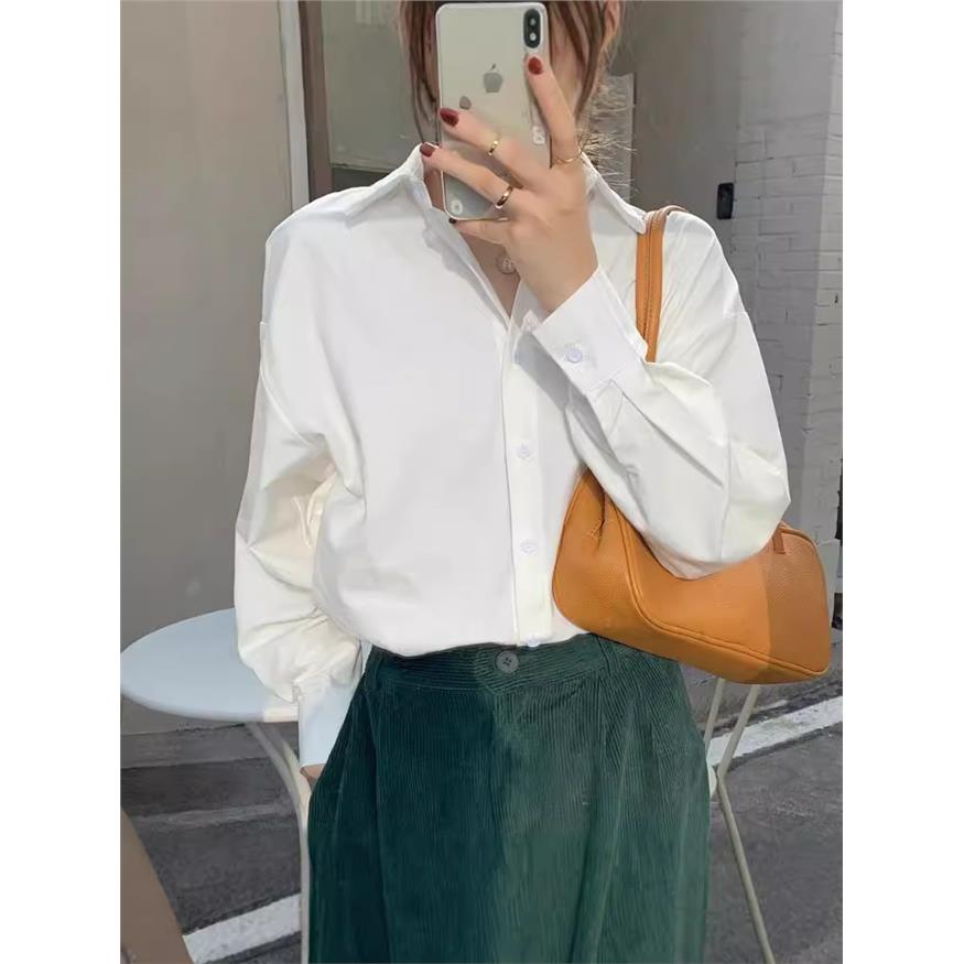 显白长袖白色衬衫女设计