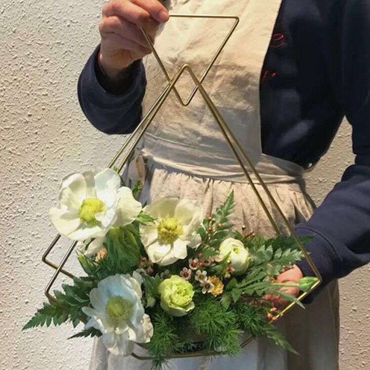 铁艺花架花篮金属镀金几何插花蓝子手环花艺资材网红家居美式风格