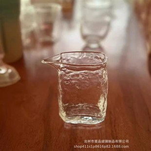 D家用公道杯茶具高硼硅耐热玻璃 厂家加厚方块锤纹功夫分茶器