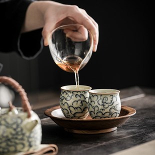 几欢汝窑陶瓷祥云品茗杯仿古w个人家用会客功夫茶具汝瓷小茶杯单