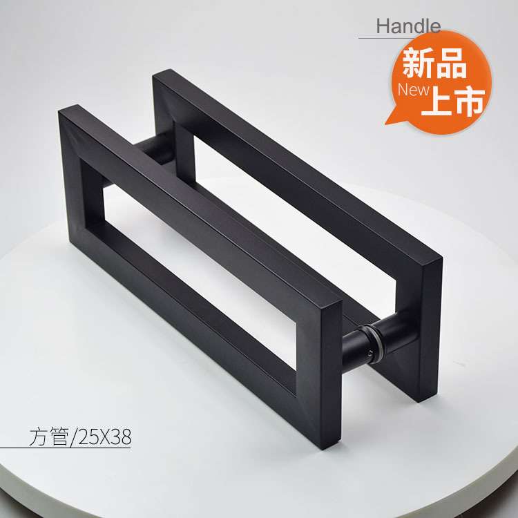不锈钢玻璃门拉手黑色方框推拉门加厚浴室淋浴房把手移门木门大方