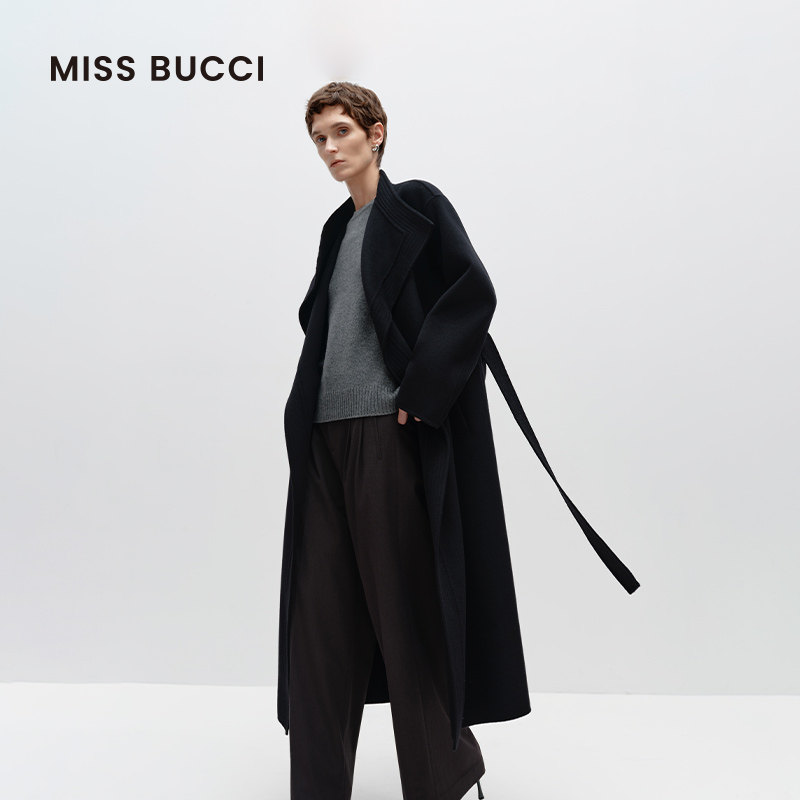 MISS BUCCI中长款立领羊绒大衣