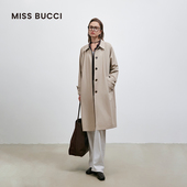 刘雅瑟同款 MISS BUCCI 秋冬单排扣知性美拉德长款 风衣外套女