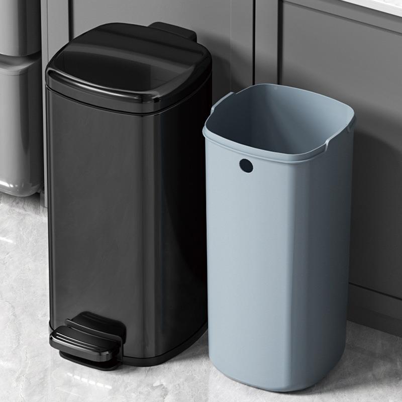 新不锈钢垃圾大桶脚容踏式带盖加厚量家款用客厅免弯腰6-35L正收