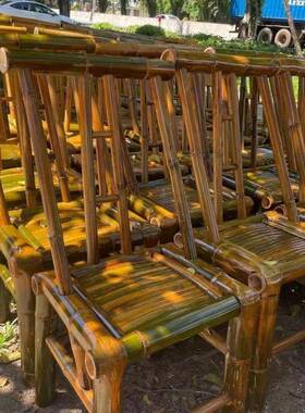 传统竹家背编手老式复古竹椅13503工靠椅餐椅用凳子椅子中式竹编