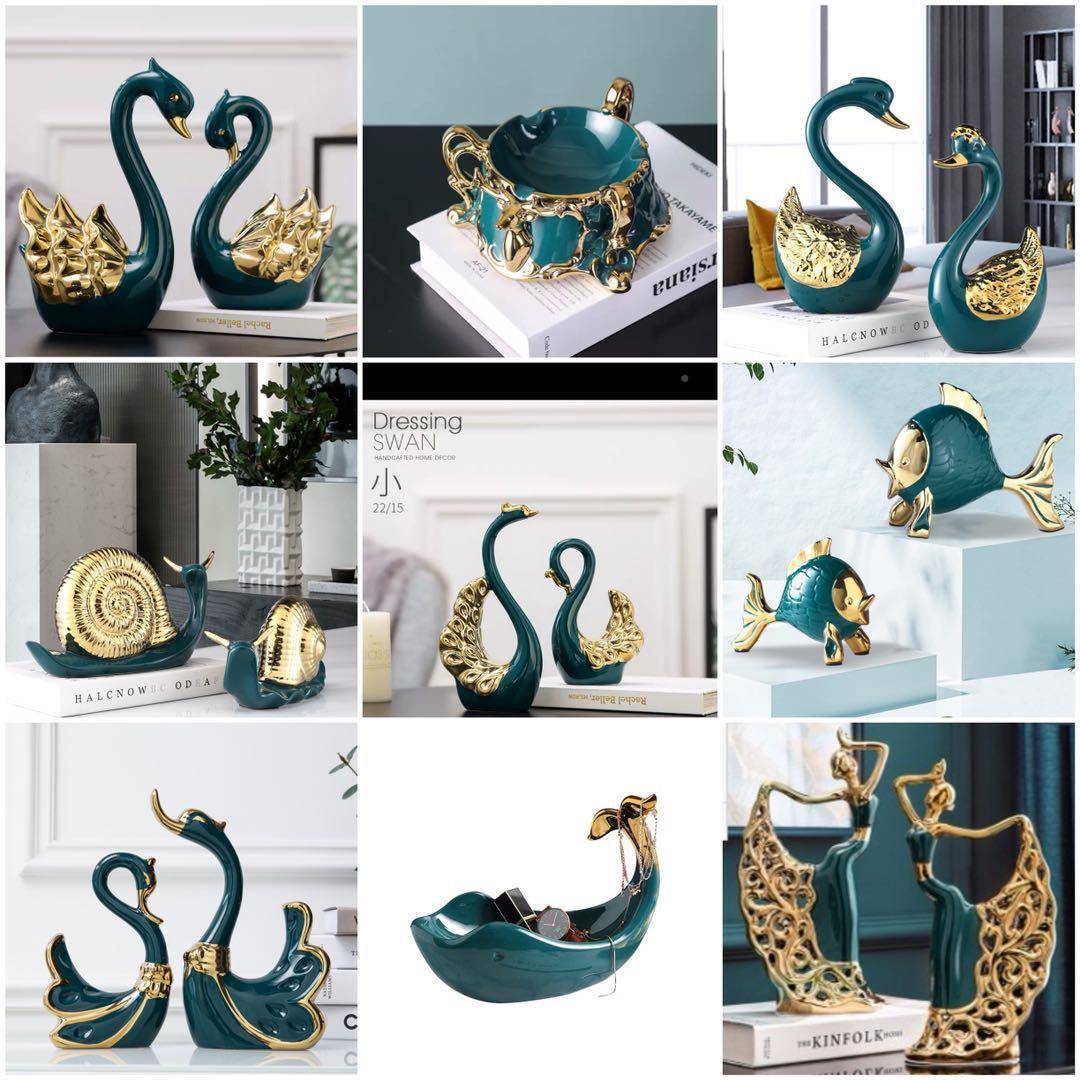 HHE现代创意器陶瓷花瓶客厅摆件电视柜式干插美意花瓷创家居饰品