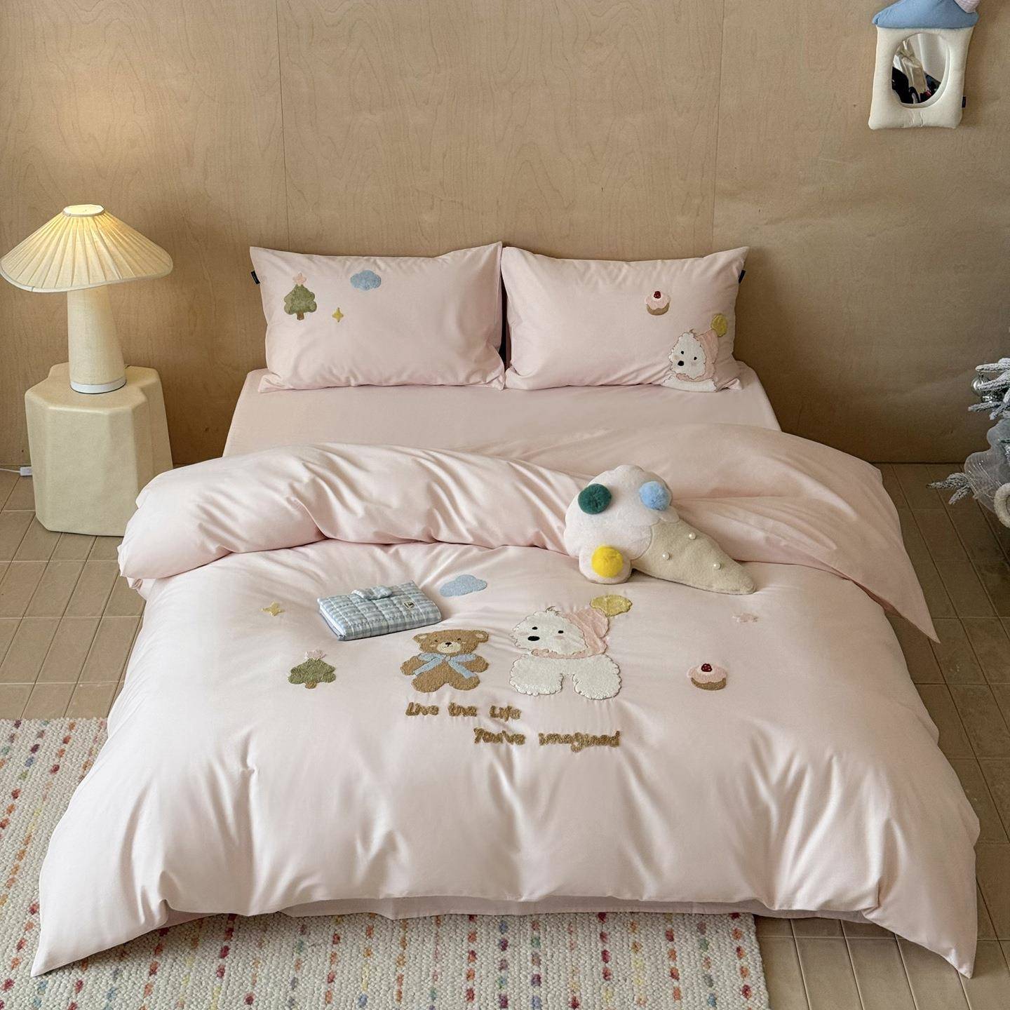 类010S全棉磨毛件套加厚纯棉四可爱毛巾绣被套卡通A儿童20250915