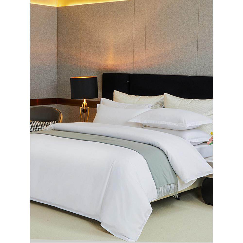 五星三级酒店四件套宾芯馆民宿品布草ltao819纯白床色被套床单被